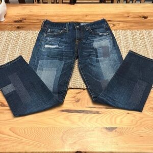 AG Ex-Boyfriend Slouchy Skinny Patch Work Jeans Size 24